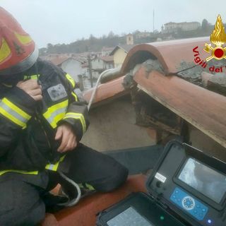 Albiano, i Vigili del Fuoco salvano gattino caduto in una canna fumaria