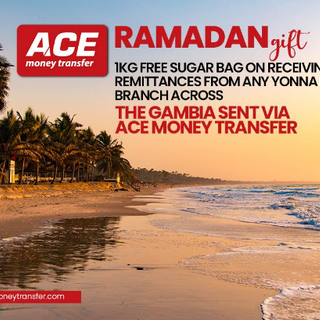 Ramadan Gift - 1KG Free Sugar Bag on Receiving Remittances from any Yonna Forex Branch across the Gambia sent via ACE Money Transfer