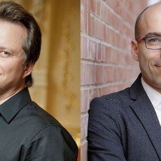 Il direttore d'orchestra Andrij Yurkevich e il direttore del coro Andrea Secchi