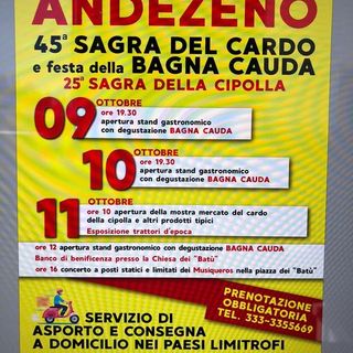Andezeno, arriva la 45esima edizione della Sagra del cardo, della bagna caoda e della cipolla piattellina
