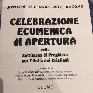 Torino inaugura la &quot;Settimana di Preghiera per l'unità dei cristiani&quot; con la messa al Duomo