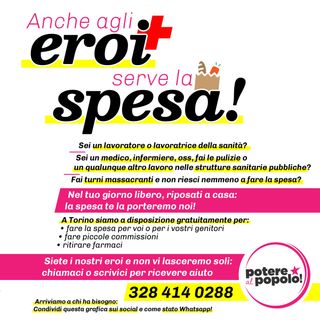 &quot;Anche agli eroi serve la spesa!&quot;: iniziativa di Potere al Popolo per i lavoratori della sanità che combattono contro il coronavirus