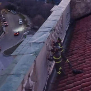Intervento dei vigili del fuoco alla Basilica di Superga