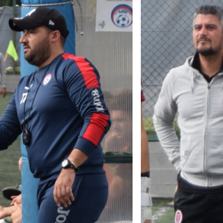 Rosario Ligato, tecnico del Lucento, e Antonio De Gregorio, coach del Vanchiglia