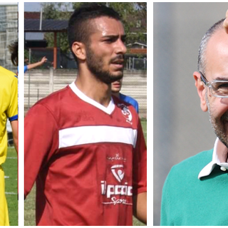 Da sinistra: Pasquero del Borgaro, Cabiddu in uscita da Pancalieri e mister Di Leone