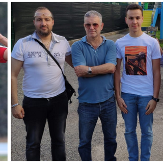 Michael Scavone e Riva Governanda in via Isonzo con il ds Gallo, mister Ligato e il pres Granieri