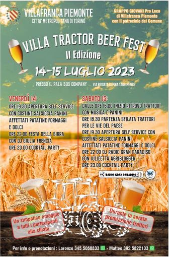 Il programma del Villa Tractor Beer Fest