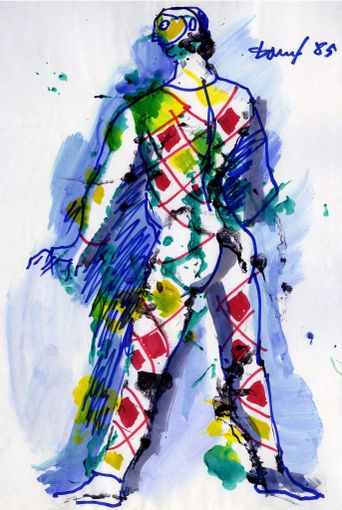 Aurora, in mostra l'Arlecchino disegnato da Dario Fo