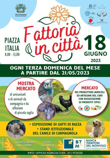 Domenica a Carmagnola torna l'appuntamento con Fattoria in Città