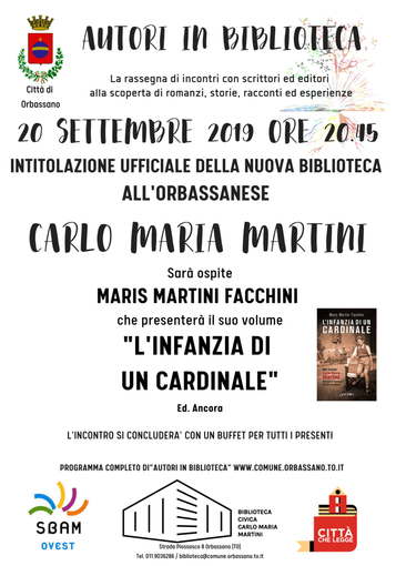 Orbassano, torna Autori in biblioteca. E la struttura sarà intitolata al cardinal Martini