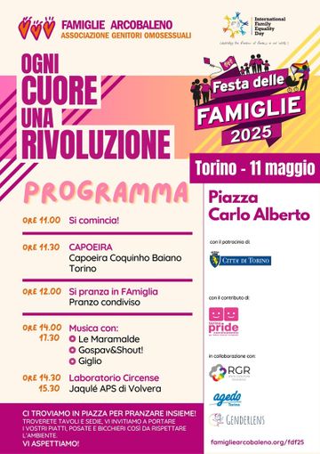 L'11 maggio in piazza Carlo Alberto l'edizione 2025 della Festa delle Famiglie