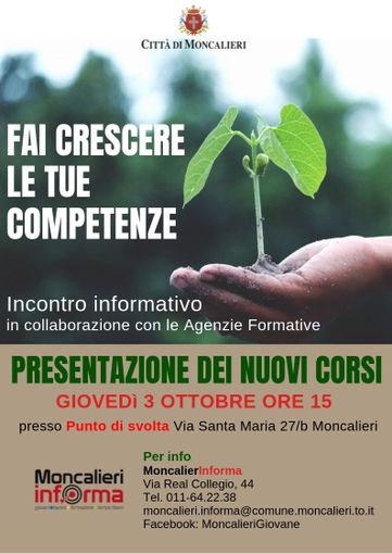 In partenza a Moncalieri i nuovi corsi di formazione proposti dalla Regione In partenza a Moncalieri i nuovi corsi di formazione proposti dalla Regione