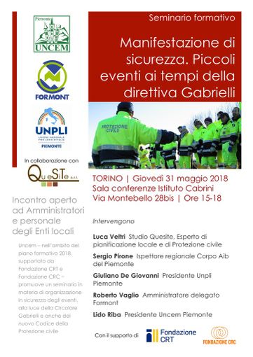 Direttiva Gabrielli e manifestazioni, seminario organizzato da Uncem Direttiva Gabrielli e manifestazioni, seminario organizzato da Uncem