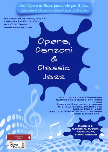 Alla Feltrinelli martedì 24 &quot;Dall'Opera al Blues passando per il Jazz&quot;