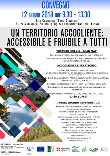 Pinerolo, appuntamento con il convegno "Un territorio accogliente: accessibile e fruibile a tutti"