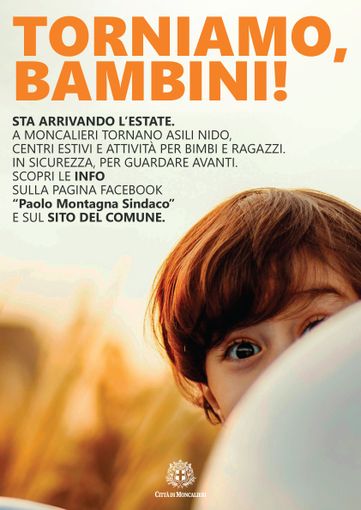 &quot;Torniamo, bambini!&quot;, Moncalieri chiama a raccolta enti e associazioni sportive per organizzare i centri estivi