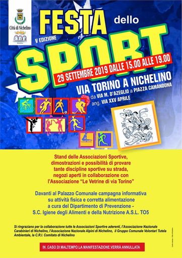 Domani a Nichelino la quinta edizione della "Festa dello Sport" Domani a Nichelino la quinta edizione della "Festa dello Sport"