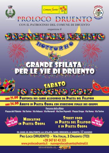Druento prepara il suo carnevale speciale: estivo e notturno