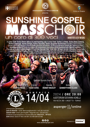 Musica e solidarietà nel concerto dell’Associazione Culturale Sunshine Masschoir Musica e solidarietà nel concerto dell’Associazione Culturale Sunshine Masschoir