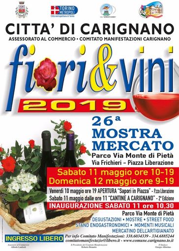 Carignano, si avvicina la 26esima Mostra Mercato “Fiori &amp; Vini”