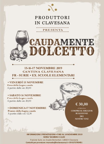 E' &quot;Caudamente Dolcetto&quot; con la cantina di Clavesana: un weekend interamente dedicato alla bagna cauda