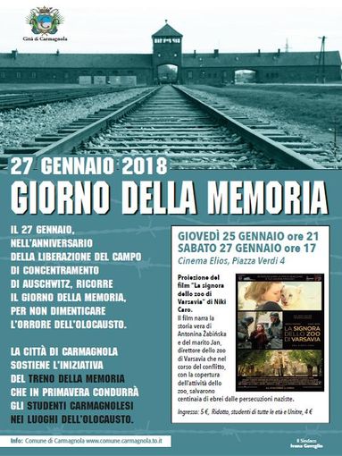 Le iniziative del comune di Carmagnola per il Giorno della Memoria