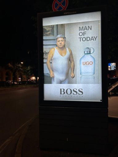 Paolo Villaggio in un'opera di Andrea Villa