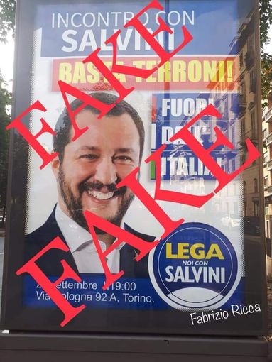 A Torino finto manifesto di Salvini: "Basta Terroni! Fuori dall'Italia" A Torino finto manifesto di Salvini: "Basta Terroni! Fuori dall'Italia"