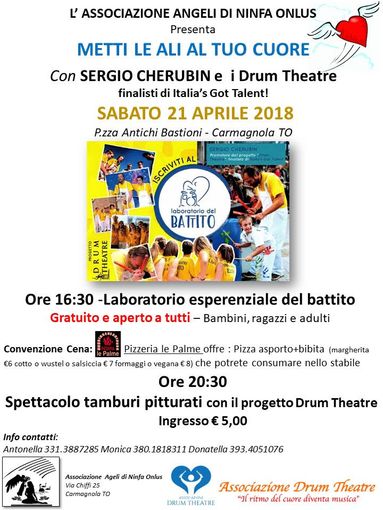 A Carmagnola appuntamento in musica con “Metti le ali al tuo cuore” A Carmagnola appuntamento in musica con “Metti le ali al tuo cuore”