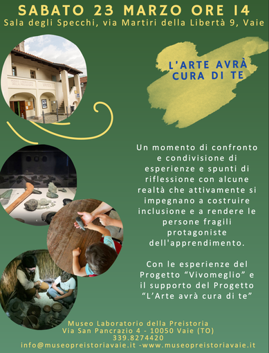 Al Museo laboratorio della Preistoria di Vaie il convegno &quot;L'arte avrà cura di te&quot;