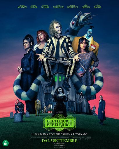 La locandina italiana di &quot;Beetlejuice Beetlejuice&quot;