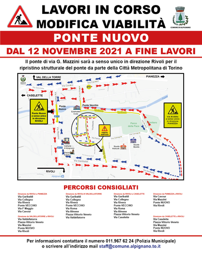 Modifiche alla viabilità per il Ponte Nuovo