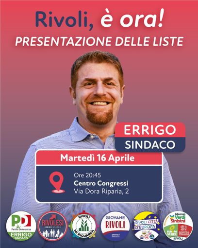 Rivoli, la presentazione delle liste civiche a sostegno del candidato sindaco Alessandro Errigo