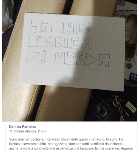 Ancora un episodio di omofobia a Torino: "Lesbica di m." nel biglietto lasciato davanti a un negozio di parrucchiera