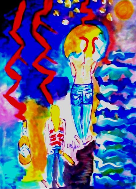 "Poesia Van-dalizzata", Ludovico Van, acquerello su cartoncino