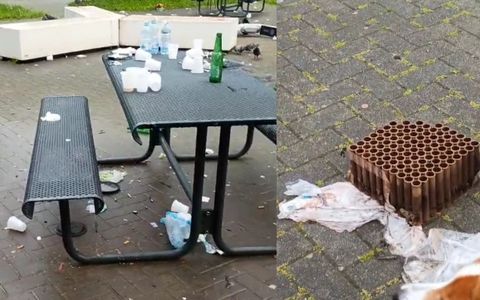 Dopo la festa con fuochi, i Madre Teresa diventano una discarica con rifiuti