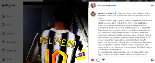 post su Instagram di Del Piero