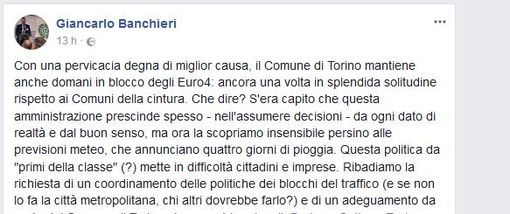 Stop agli Euro4: Confesercenti mette carbone nella calza della giunta Appendino