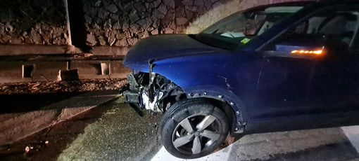 L'auto distrutta dall'impatto con i cinghiali L'auto distrutta dall'impatto con i cinghiali