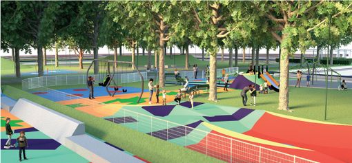 Un render dell'area giochi Un render dell'area giochi