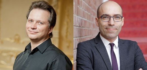 Il direttore d'orchestra Andrij Yurkevich e il direttore del coro Andrea Secchi