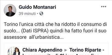 Torino riduce il consumo di suolo, Montanari: "Quindi ha fatto fuori il suo assessore all'urbanistica" Torino riduce il consumo di suolo, Montanari: "Quindi ha fatto fuori il suo assessore all'urbanistica"