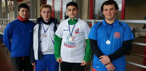 Il podio del martello cadetti con Filippo Mario Iacocca, vincitore del criterium Il podio del martello cadetti con Filippo Mario Iacocca, vincitore del criterium