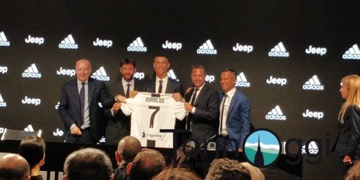 Una immagine della conferenza stampa di Ronaldo ieri all'Allianz Stadium Una immagine della conferenza stampa di Ronaldo ieri all'Allianz Stadium