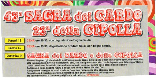 43esima edizione della Sagra del cardo, della bagna caoda e della cipolla piattellina ad Andezeno