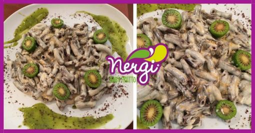 Mercoledì Veg: Maccheroncini al cacao Valrhona, ricotta di pecora Marsicana, tartufo nero e coulis di Nergi