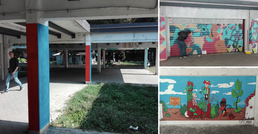 Quartiere Barca, gli studenti della scuola di pittura riqualificano il porticato di via Anglesio Quartiere Barca, gli studenti della scuola di pittura riqualificano il porticato di via Anglesio