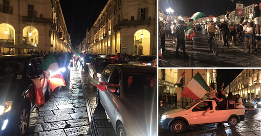festeggiamenti a Torino dopo Italia-Spagna