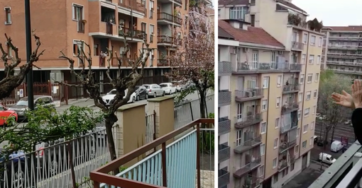 “Grazie”: a Torino tutti in balcone per applaudire medici e infermieri, il flash mob è commovente
