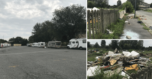 Via Monteverdi, i nomadi rioccupano l’area davanti le ex poste: cumuli di rifiuti in strada [FOTO]